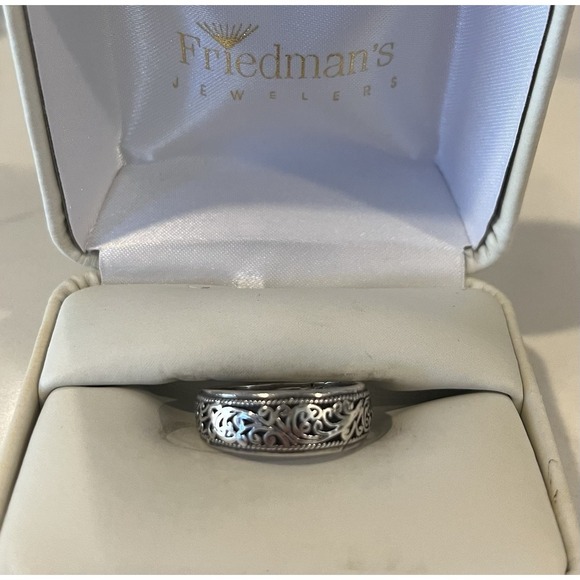 The Unbranded Brand Jewelry - Sterling Silver 925 Filigree‎ Leaf Swirl Band Ring Size 7